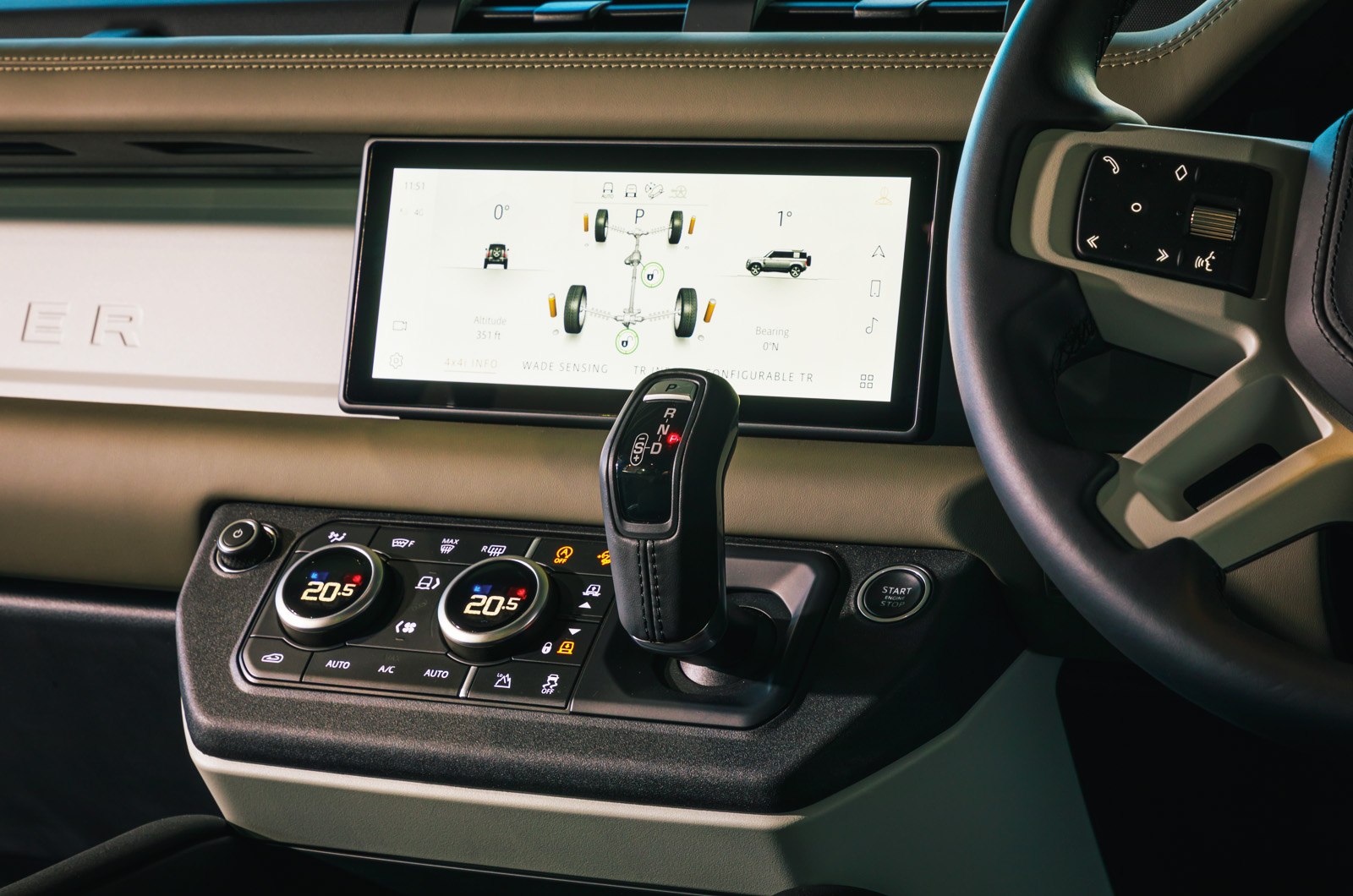 Land Rover Defender reader test team - centre console