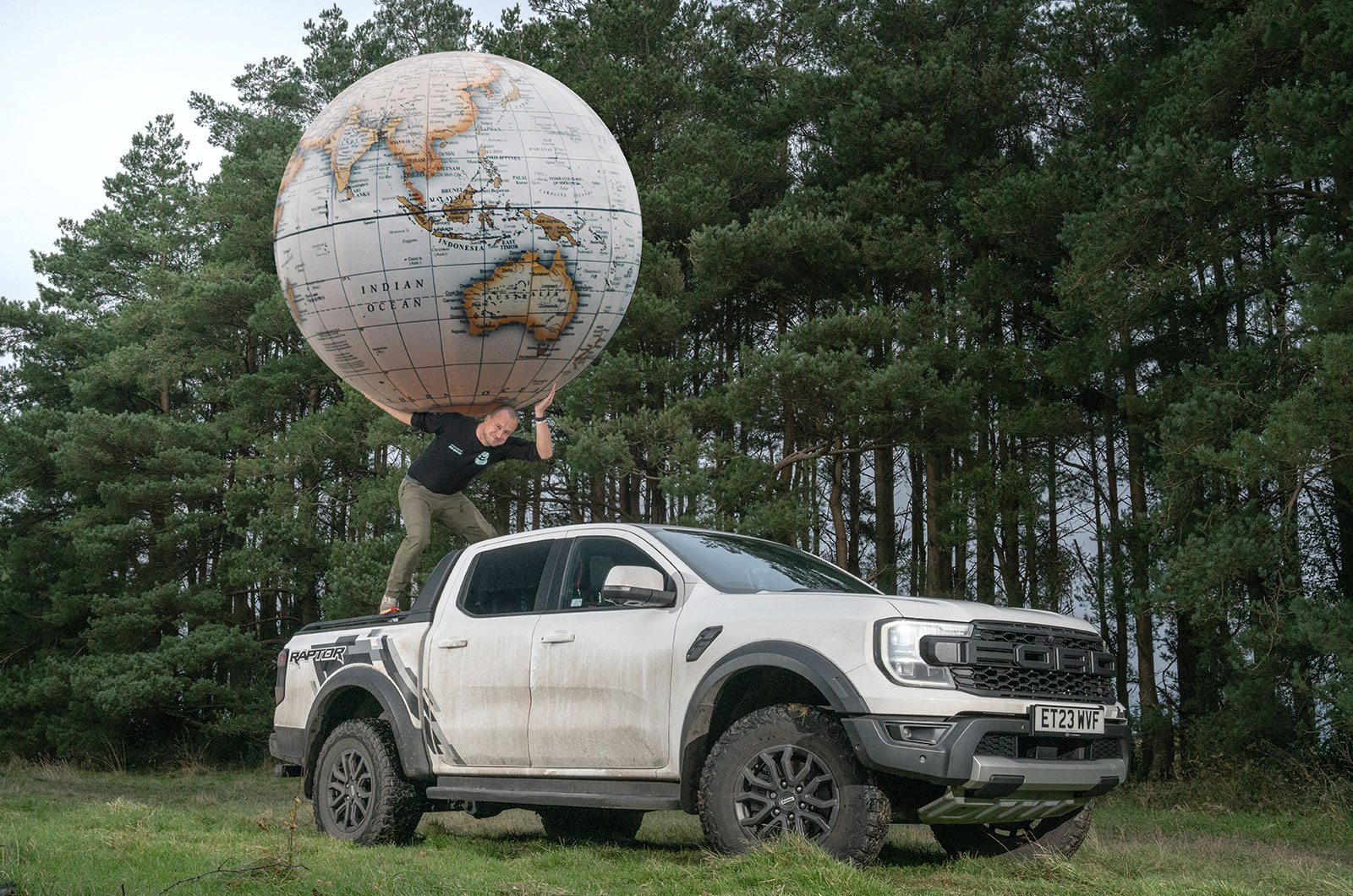 Max holding up the world with Ford Ranger Raptor