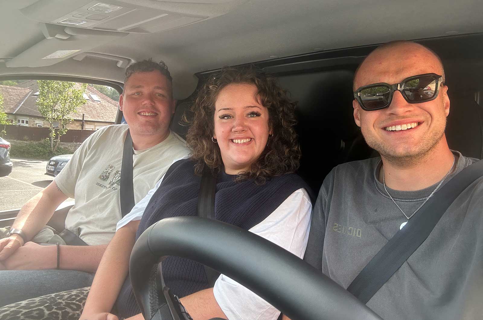 Max with friends in VW Transporter