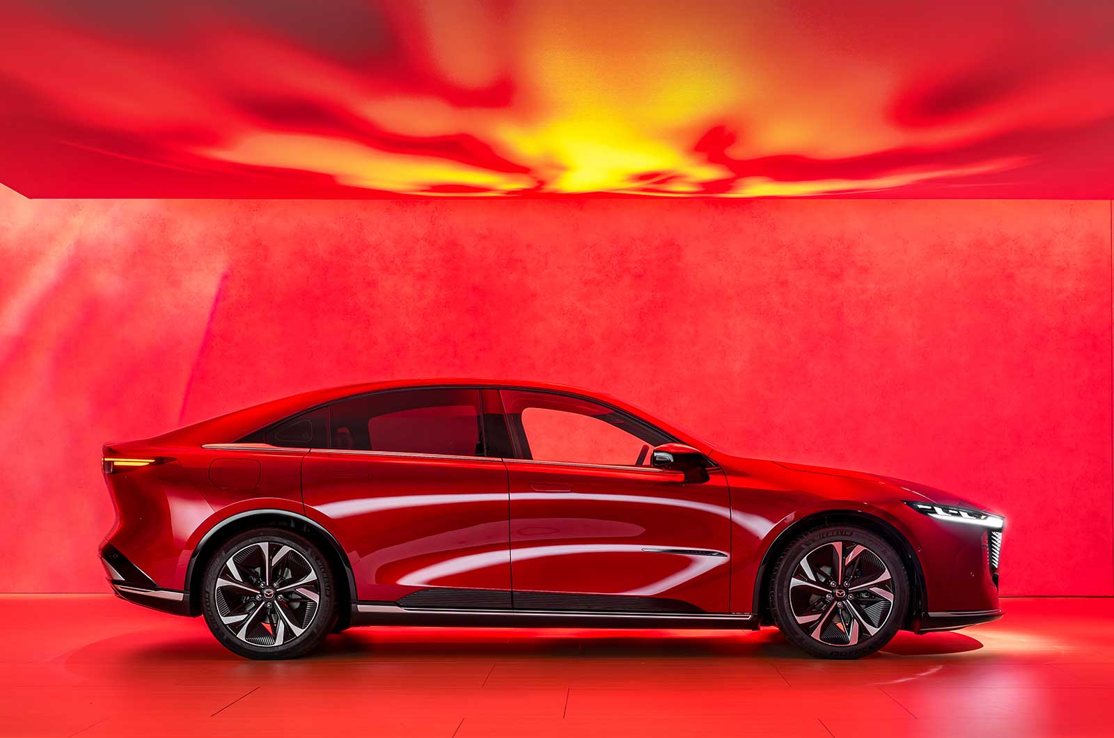 Mazda 6e electric executive car side static