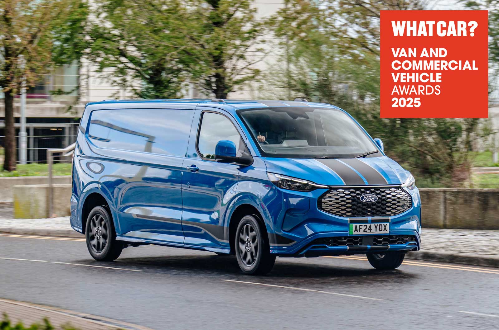 Best Medium Electric van - Ford E-Transit Custom with logo