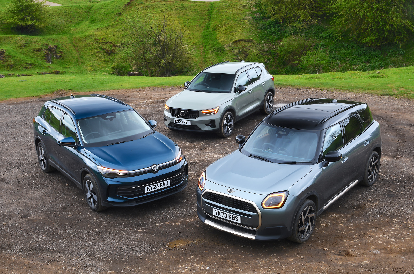 Mini Countryman vs Volkswagen Tiguan vs Volvo XC40 fronts static