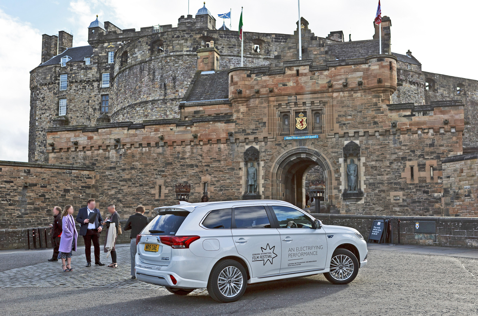 Mitsubishi Outlander PHEV outside Edinburgh Castle