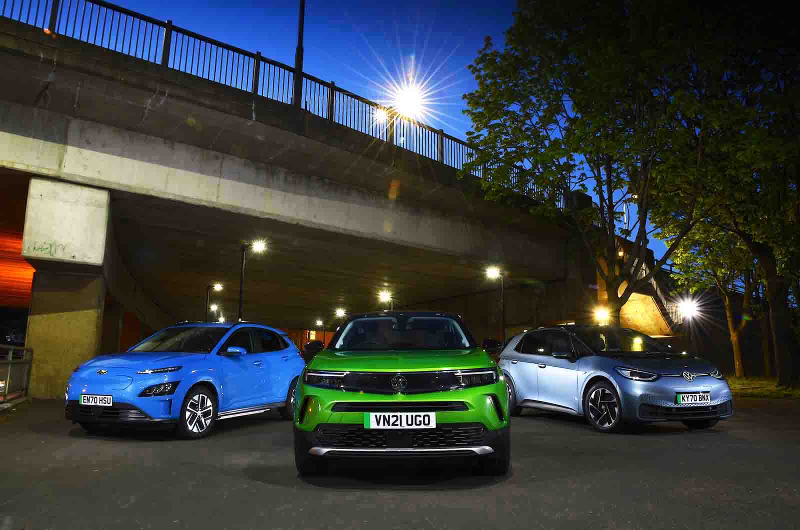 New Vauxhall Mokka-e and Hyundai Kona Electric vs Volkswagen ID.3