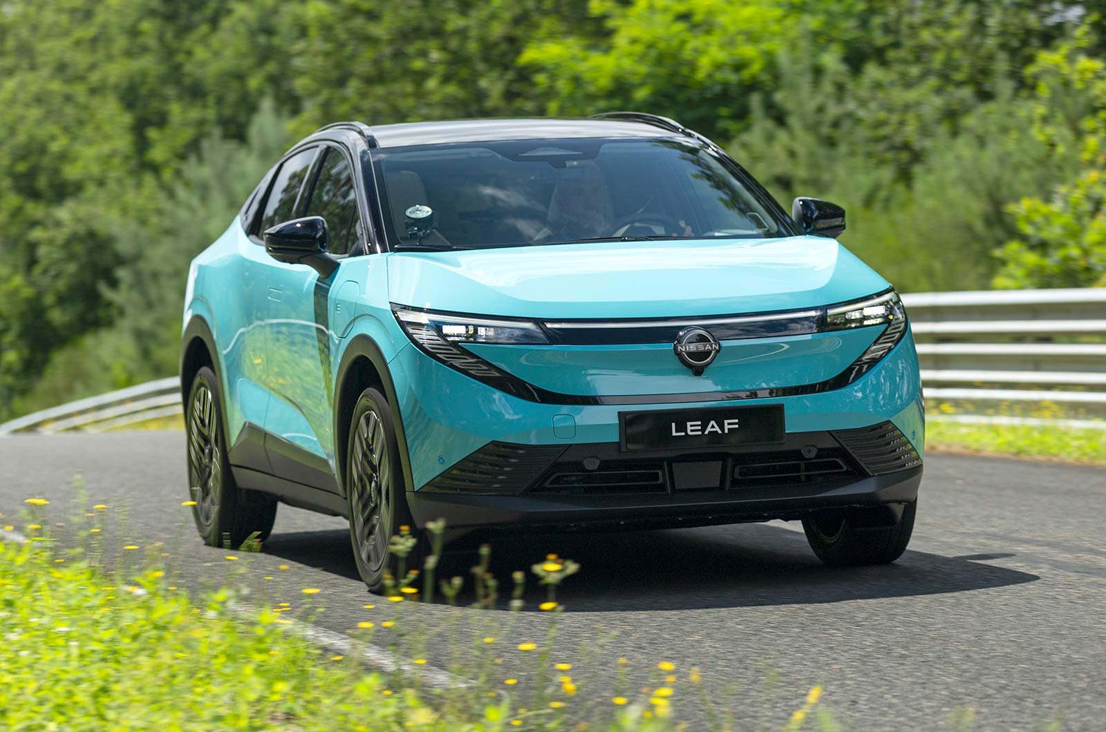 New Nissan Leaf front driving