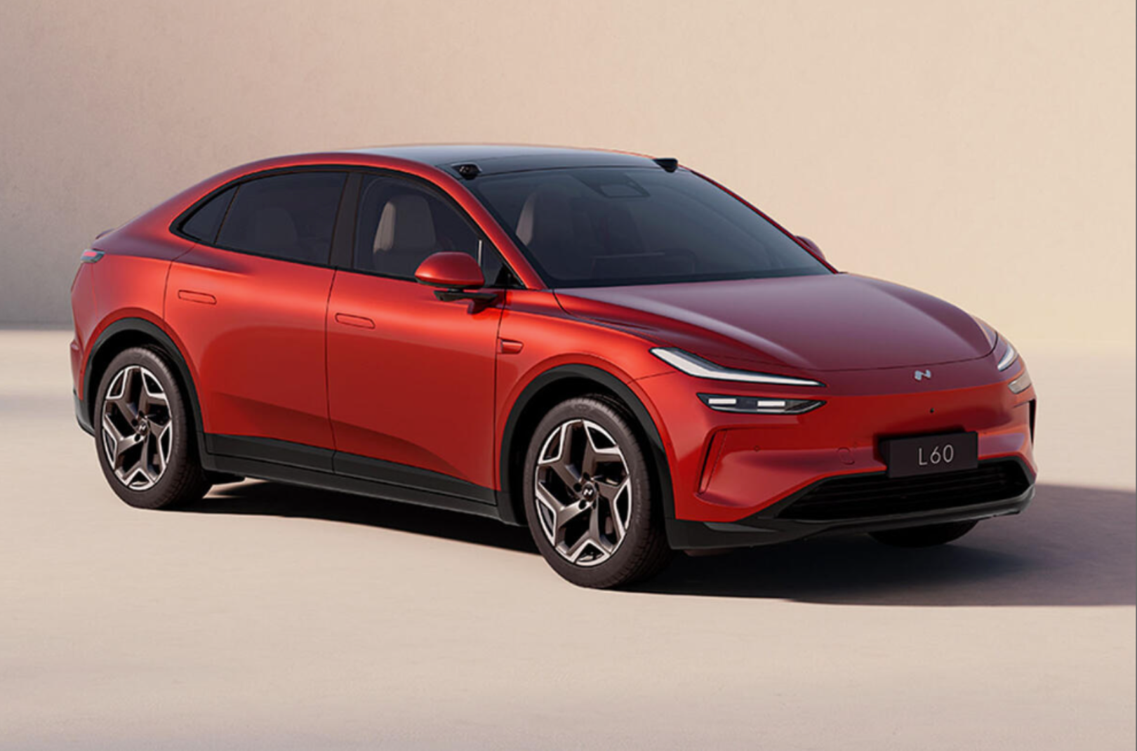 A red Onvo L60 electric SUV