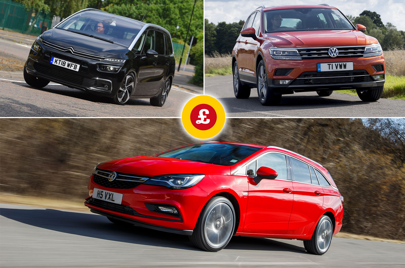 Citroën Grand C4 Spacetourer, Volkswagen Tiguan, Vauxhall Astra Sports Tourer