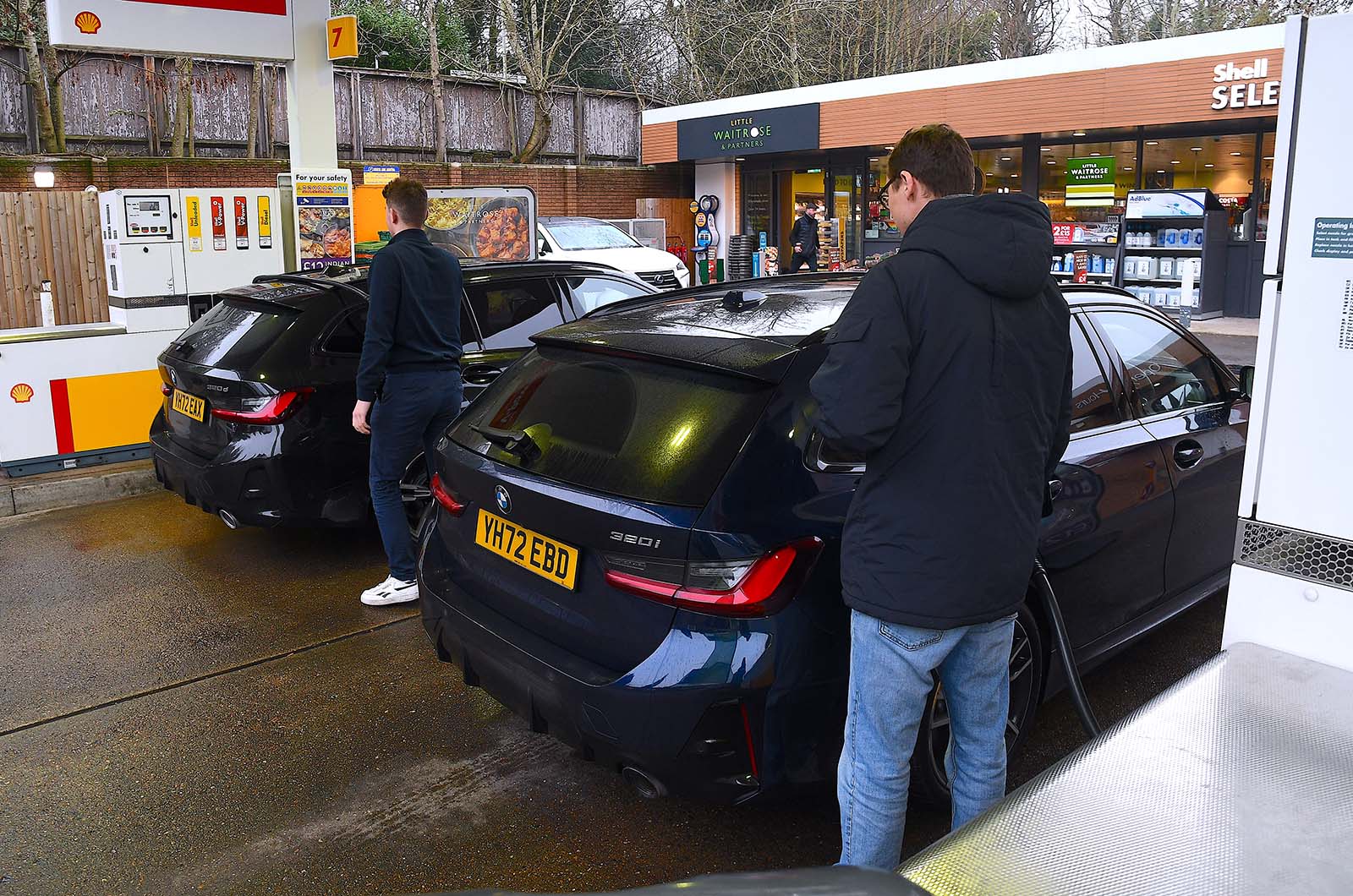 BMW 3 Series Touring at petrol station 