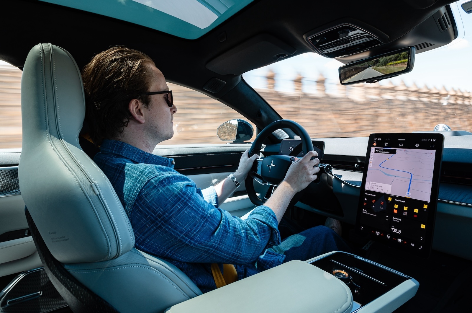 Polestar 5 Oliver Young interior driving