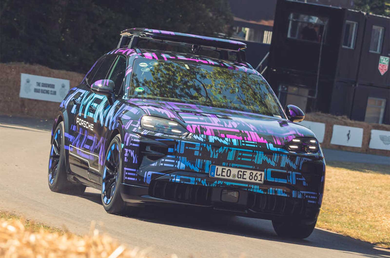 Porsche Cayenne EV driving front