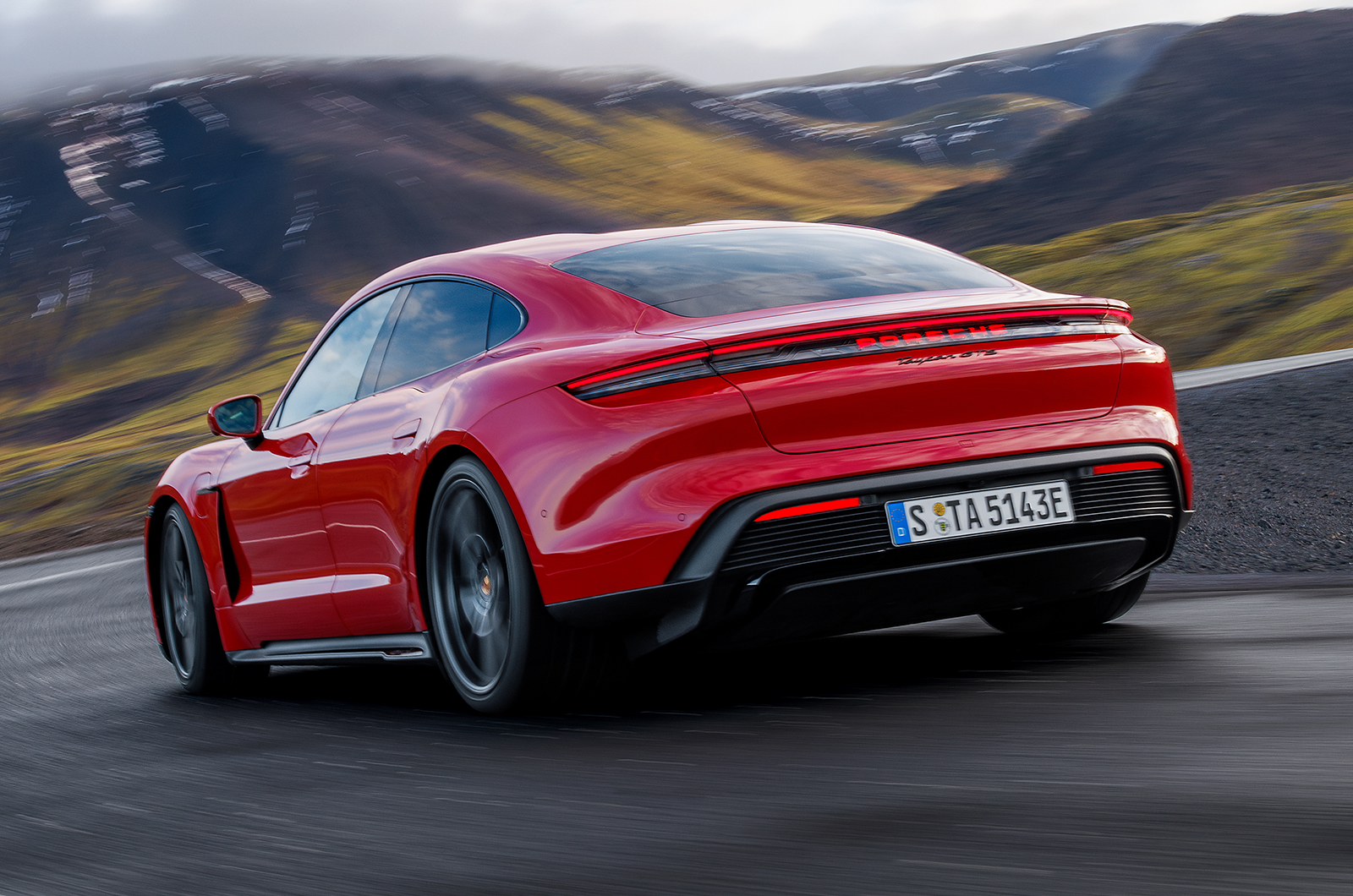 Porsche Taycan GTS rear driving