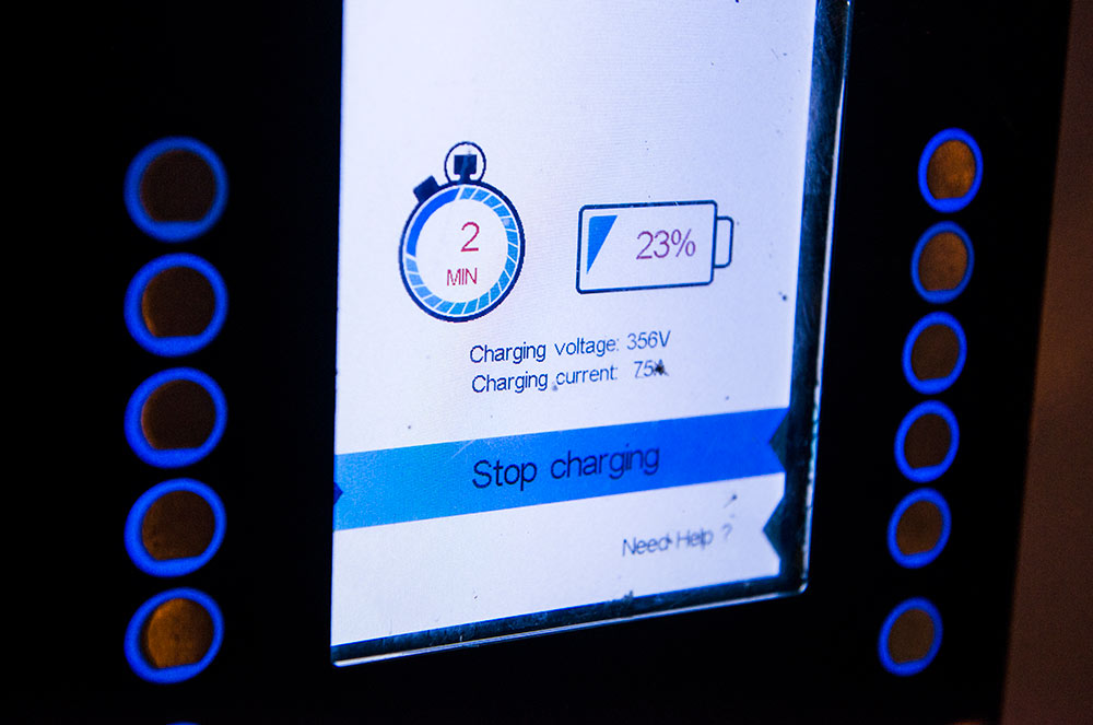 Public EV charger screen