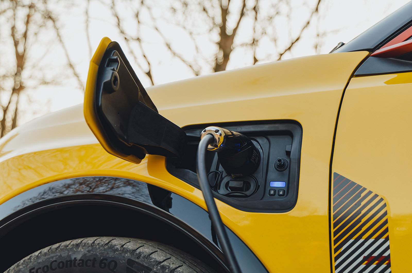 Close-up shot of the Renault 5 charging port
