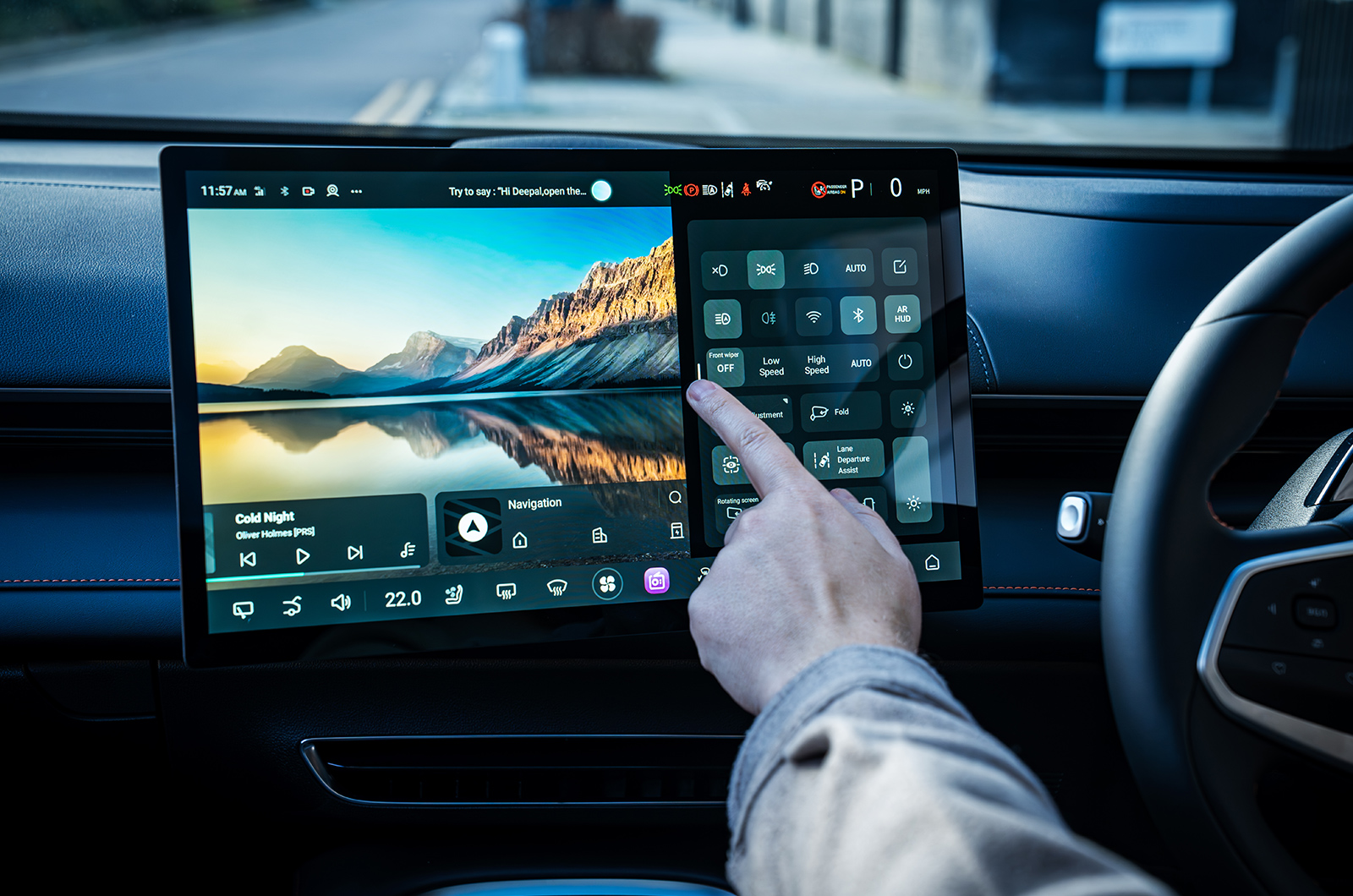 The infotainment display of the Changan Deepal S07 shows various safety systems that can be toggled