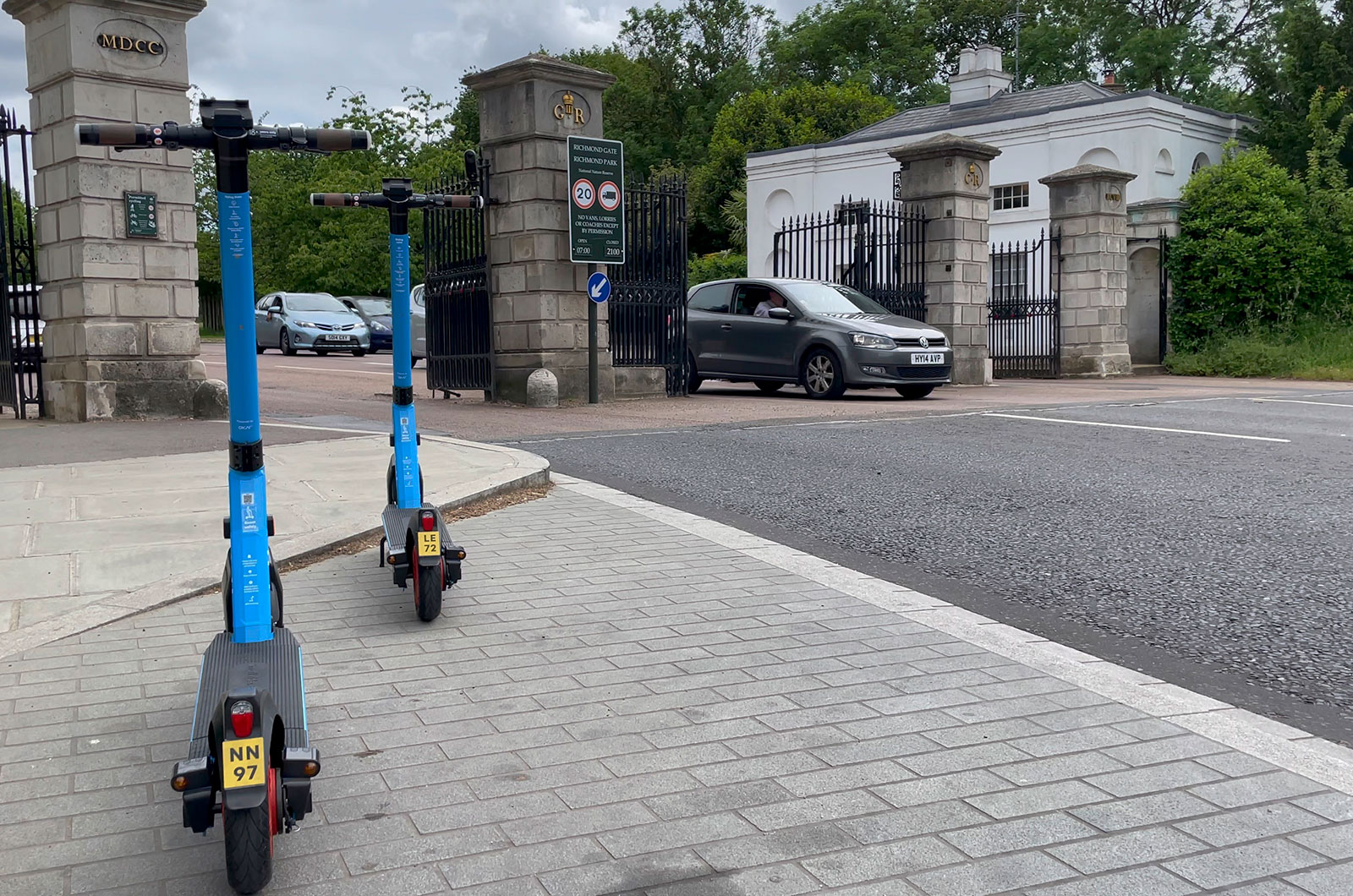 e-scooter outside Richmond Park