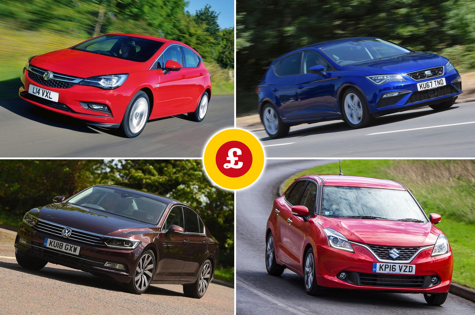 Vauxhall Astra, Seat Leon, Volkswagen Passat, Suzuki Baleno