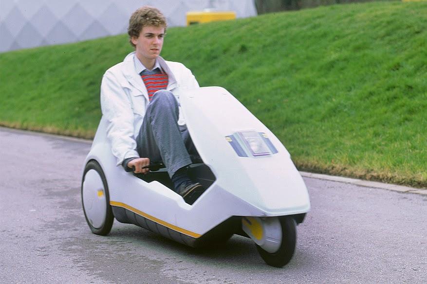 Man riding Sinclair C5