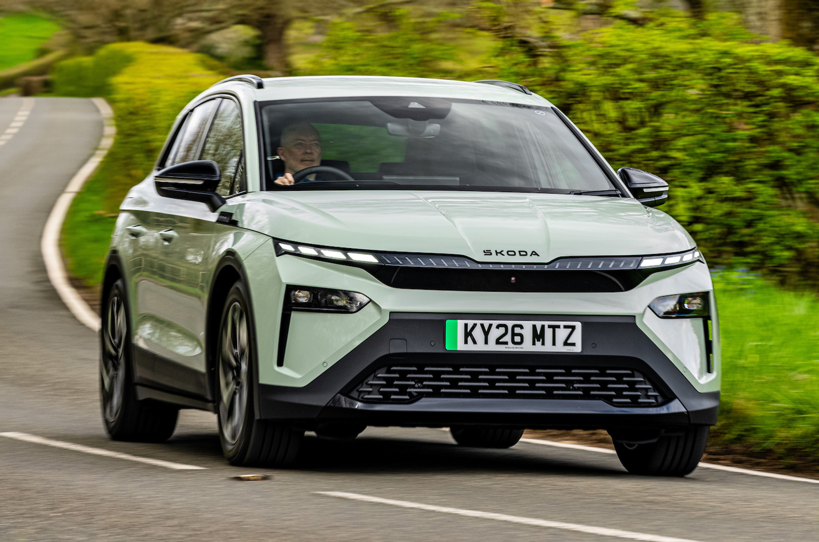 Skoda Elroq driving front right