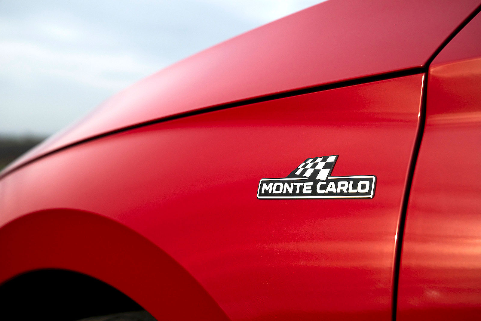 Red Skoda Scala Monte Carlo badge