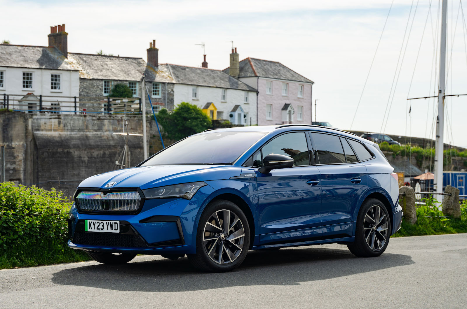 Feel Electric Skoda Enyaq SUV exterior harbour
