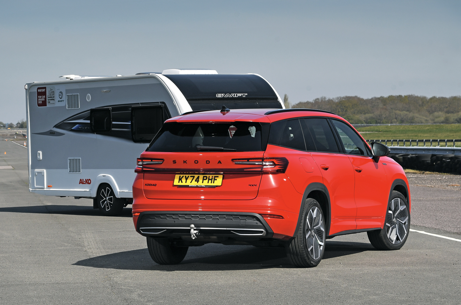 Skoda Kodiaq rear with a caravan