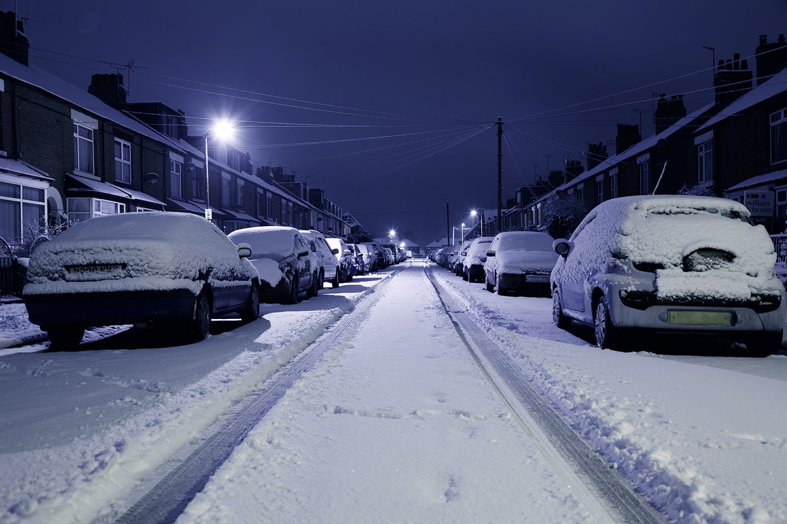 Snow socks snowy street