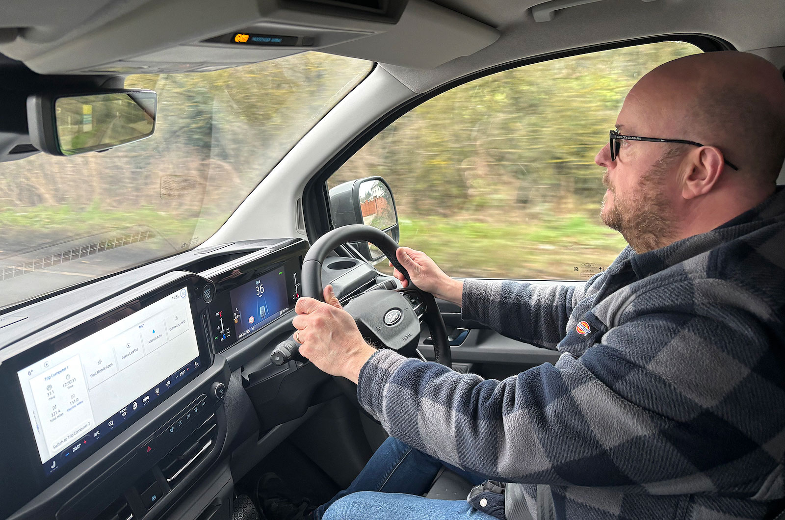 Stuart Milne test driving Ford Transit Custom PHEV