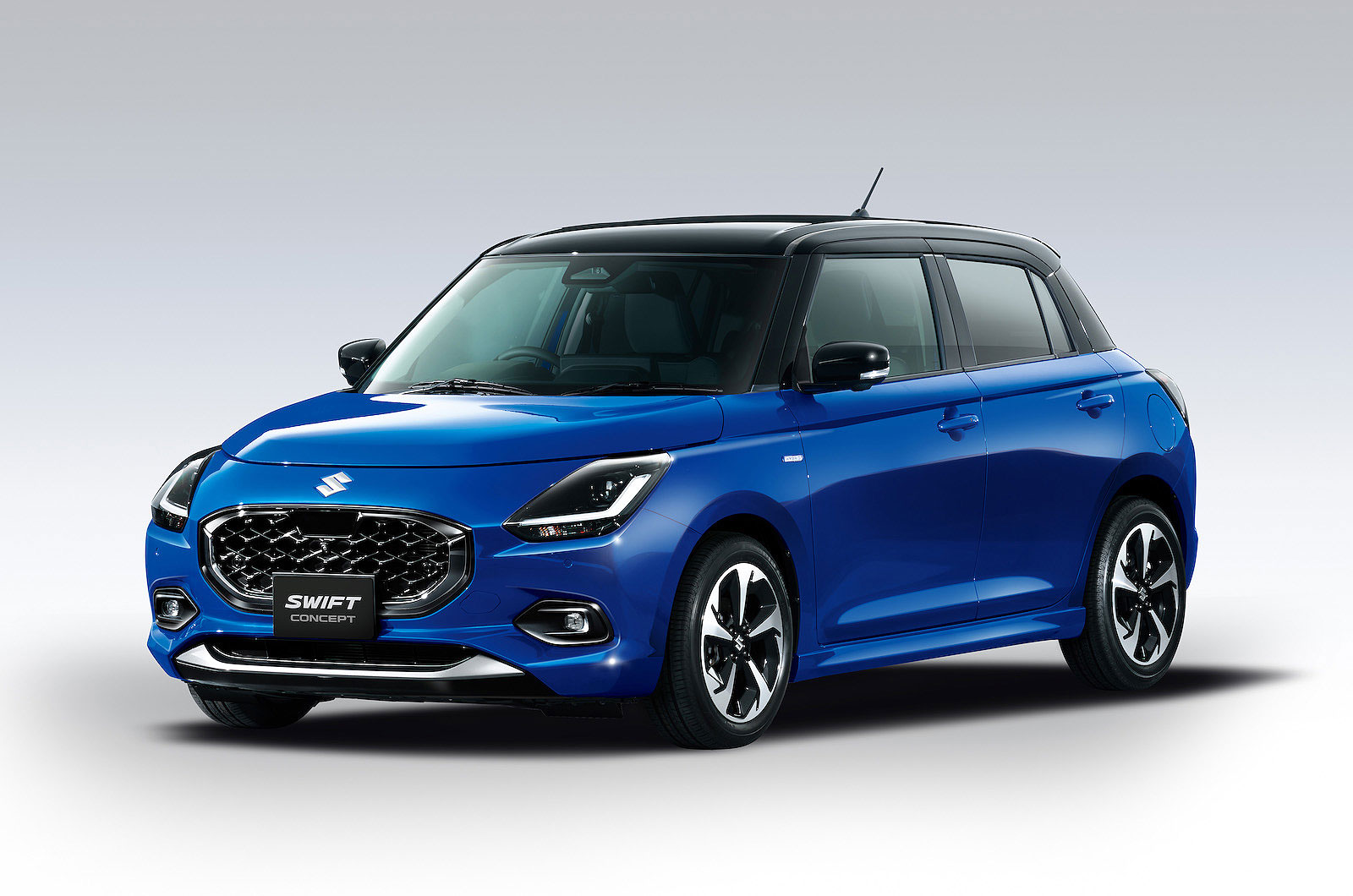 Blue Suzuki Swift concept car front left static