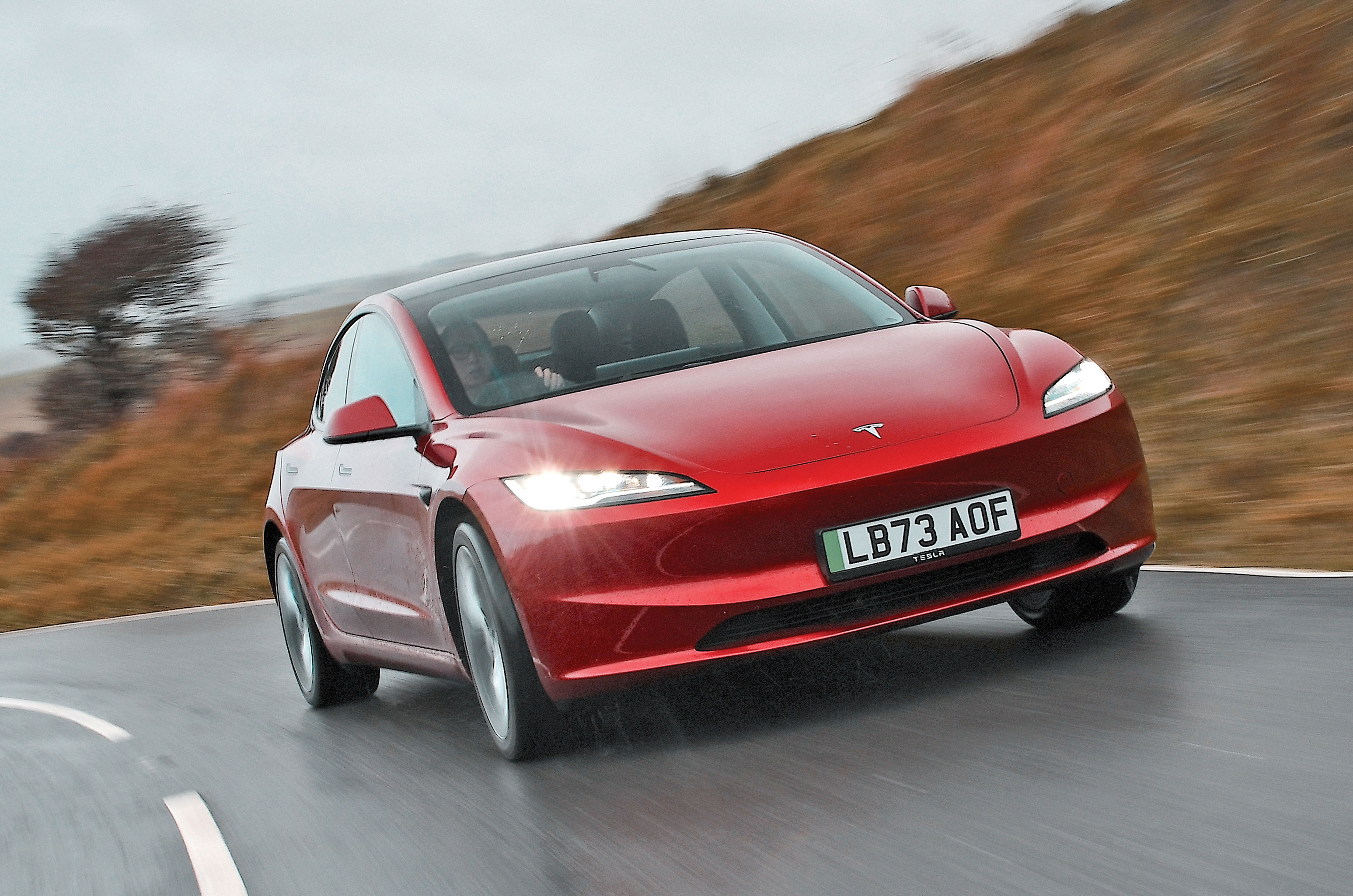 Tesla Model 3 front driving