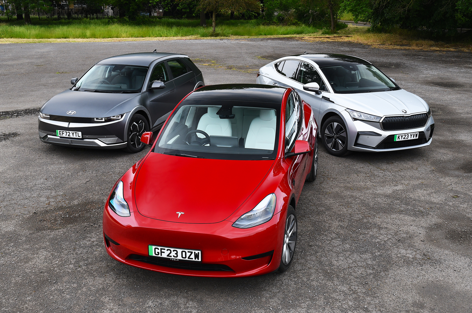 New Tesla Model Y RWD and Skoda Enyaq Coupé vs Hyundai Ioniq 5