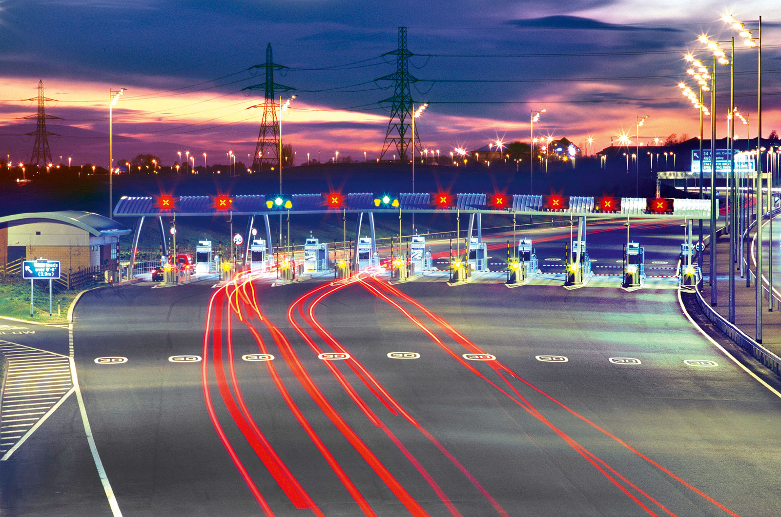 Toll boot plaza on a UK motorway