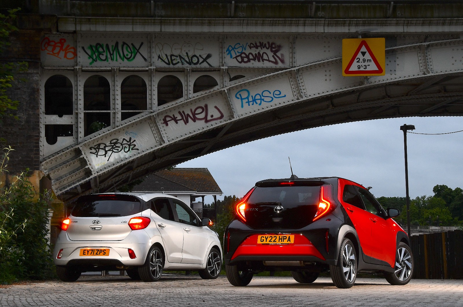 New Toyota Aygo X vs Hyundai i10 rear twin