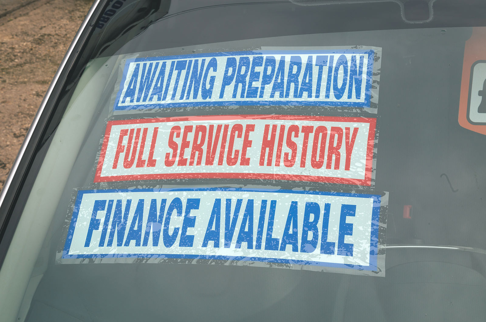 Car dealer stickers, finance available sticker
