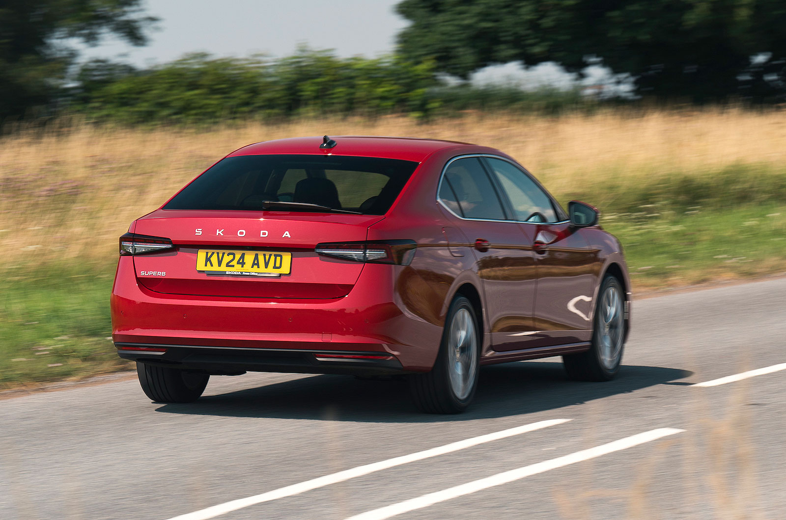 Used Skoda Superb 2024-present rear driving red