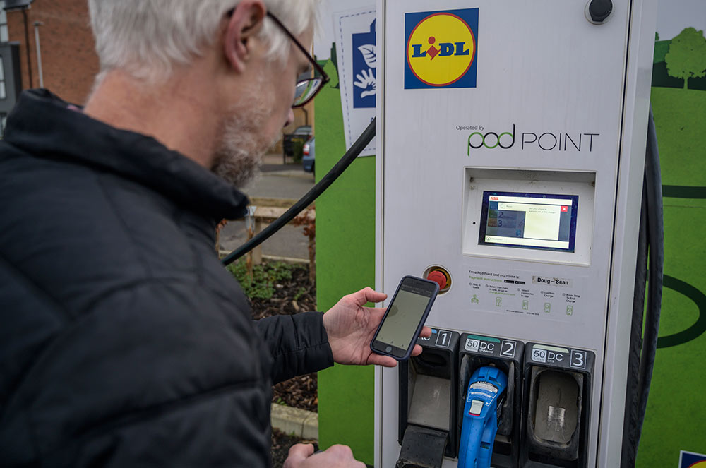 Using a public EV charger screen
