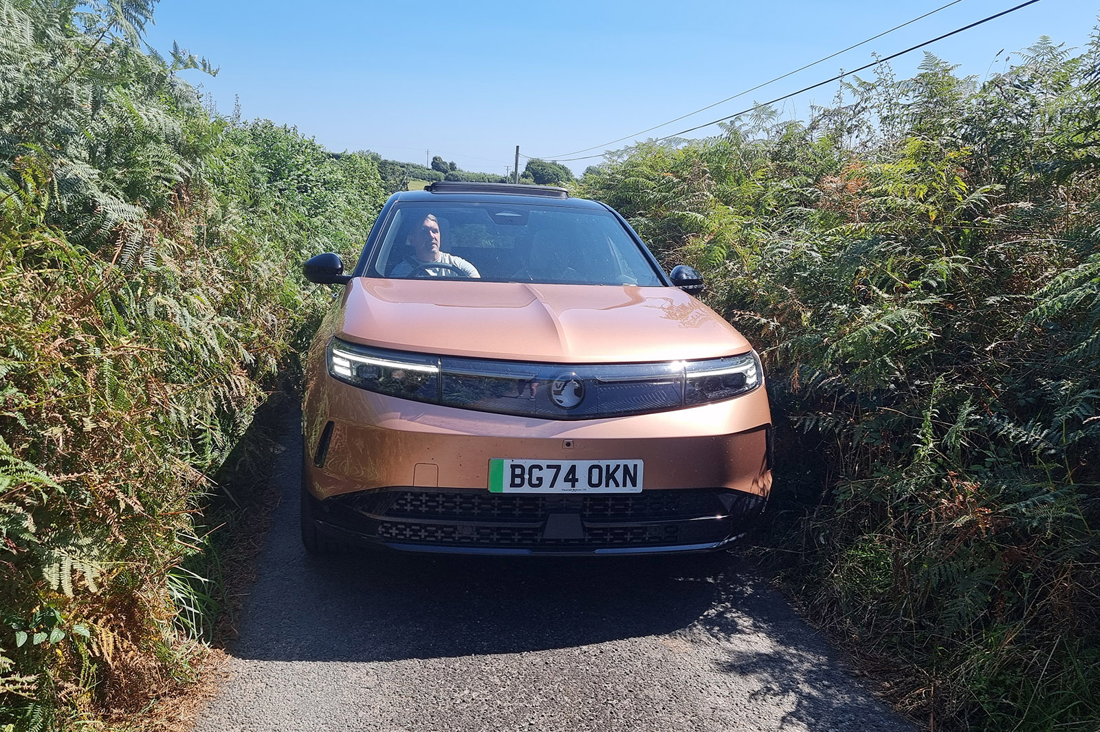 Vauxhall Grandland Electric 2025 long-term test narrow lanes forwards