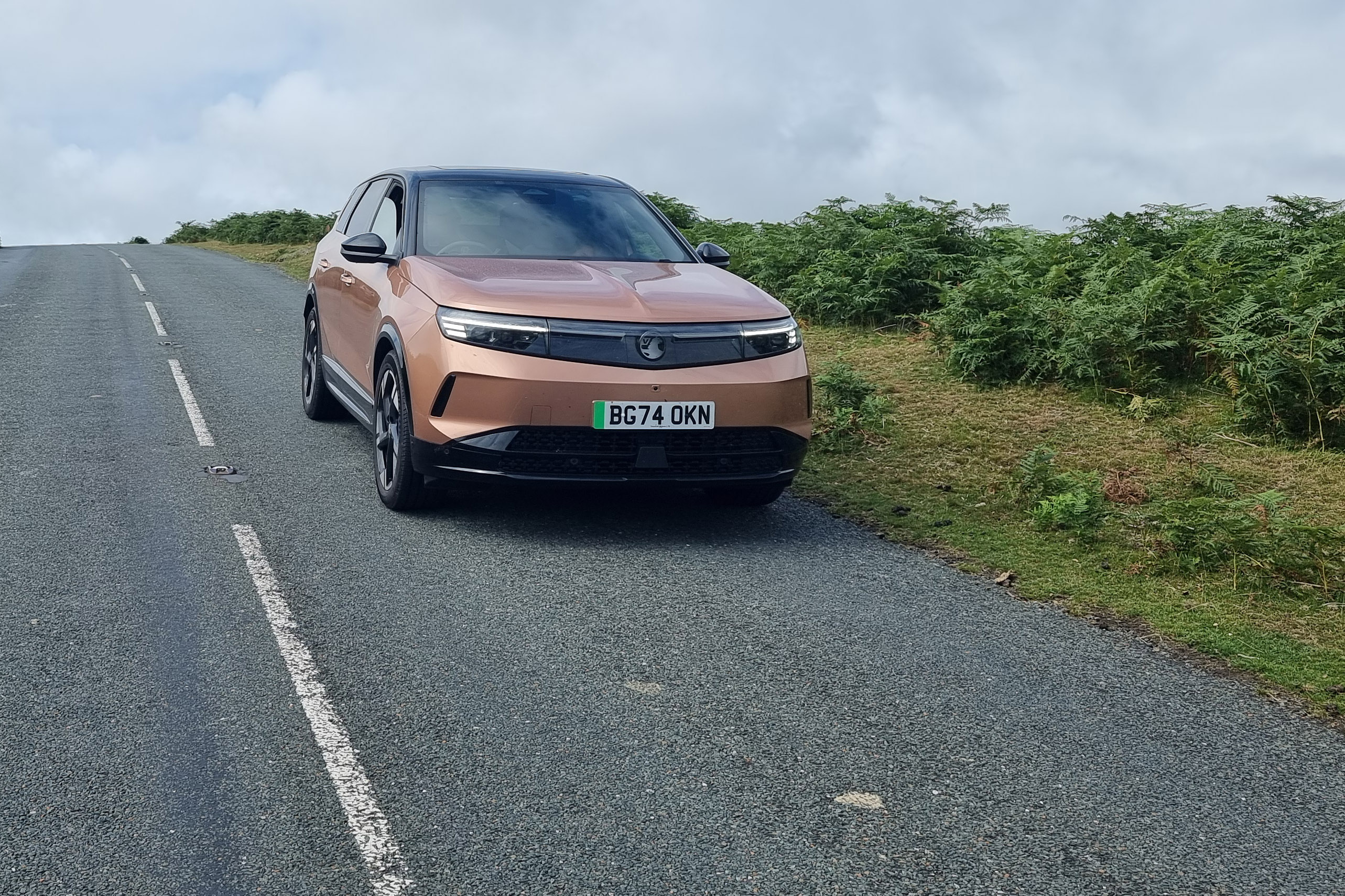 Vauxhall Grandland Electric 2025 long-term test straight line country road