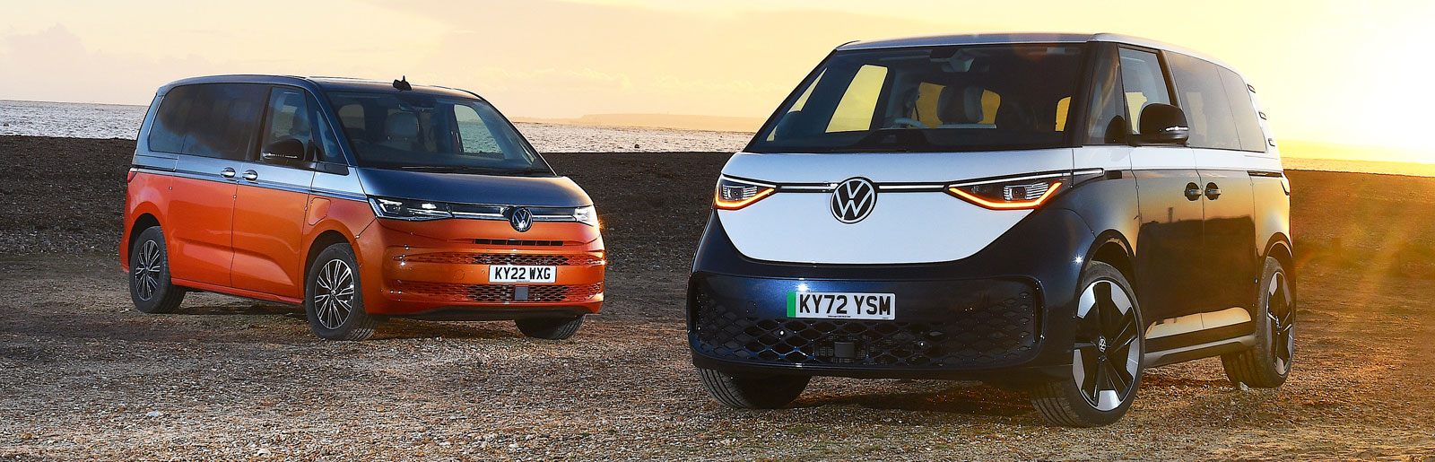 Volkswagen ID Buzz Cargo and Volkswagen Multivan fronts
