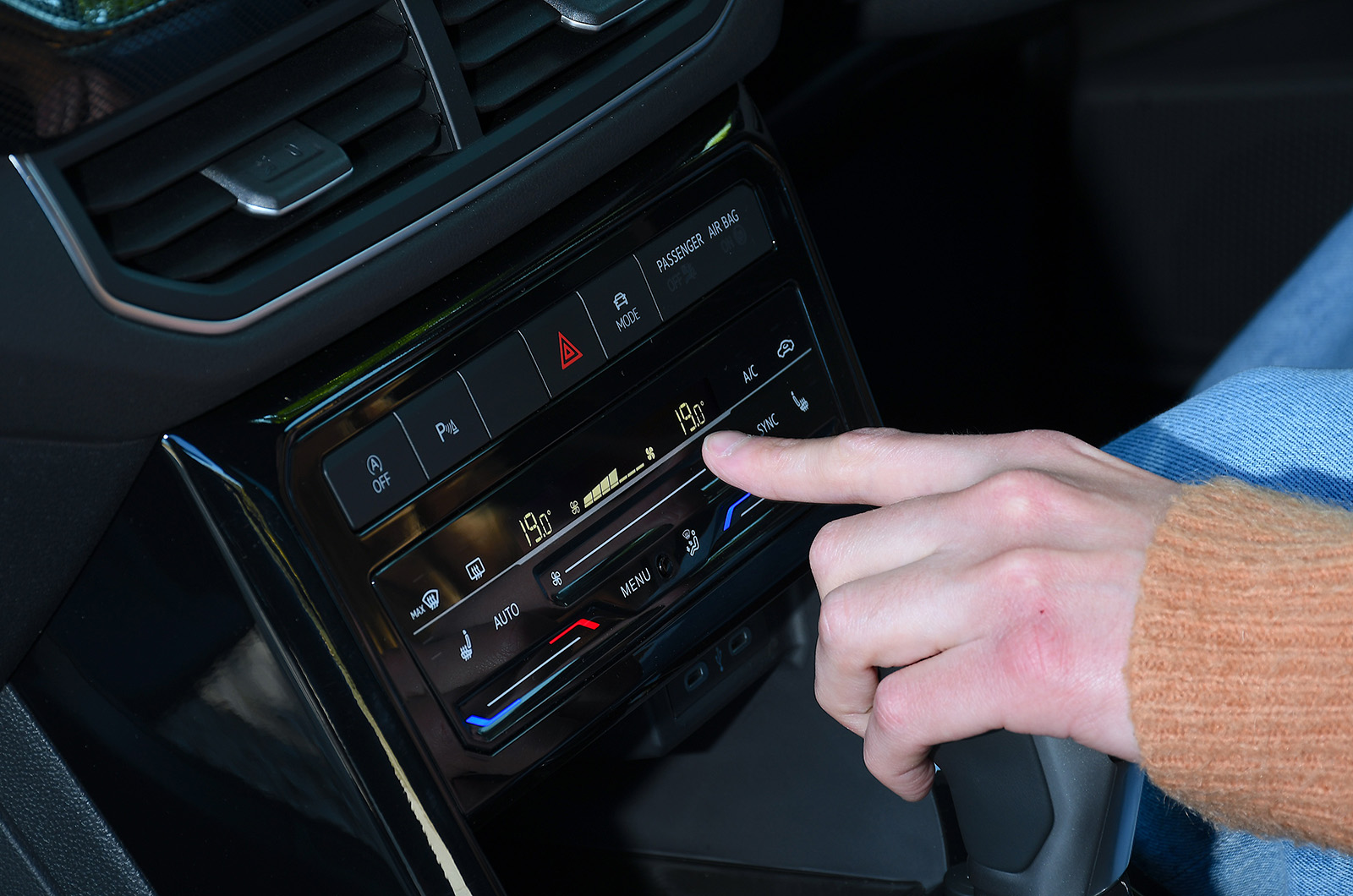 Volkswagen T-Cross touch-sensitive climate control panel