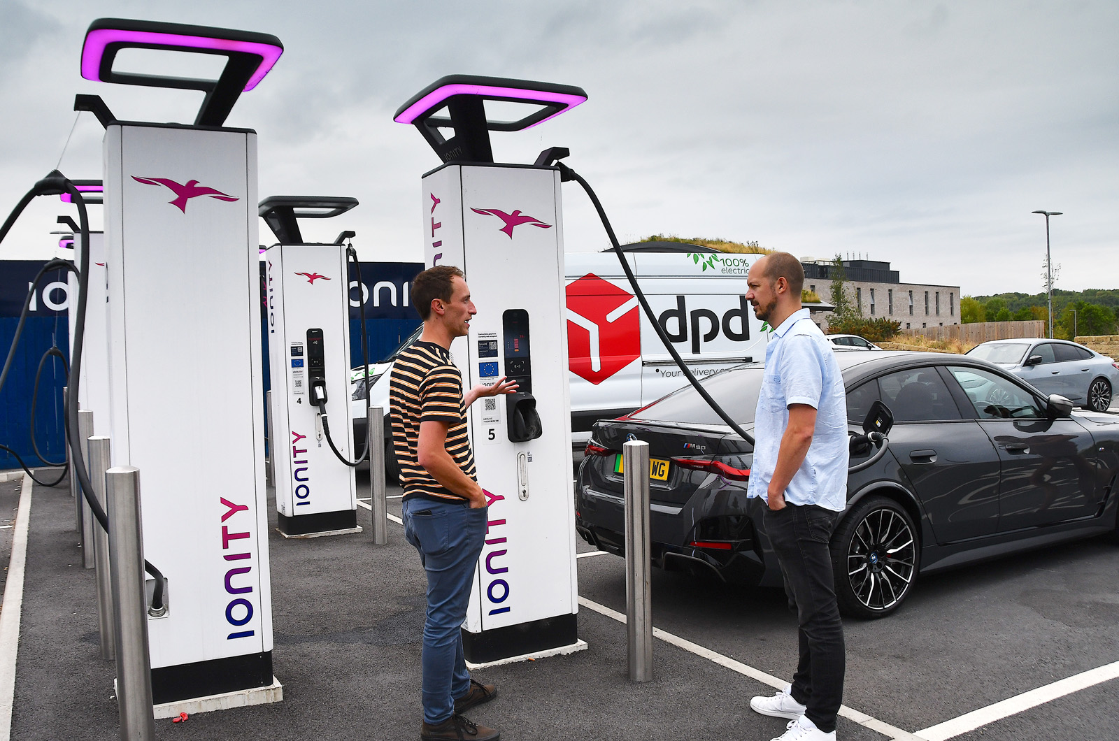 Waiting for BMW i4 to charge at Ionity unit