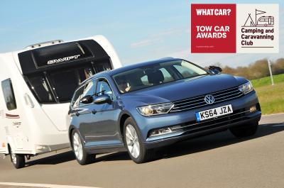 2015 Volkswagen Passat Estate towing a caravan