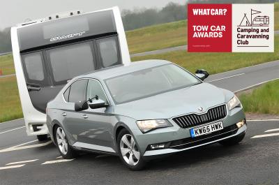 2016 Skoda Superb towing a caravan