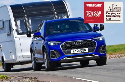 2022 Audi Q5 towing a caravan