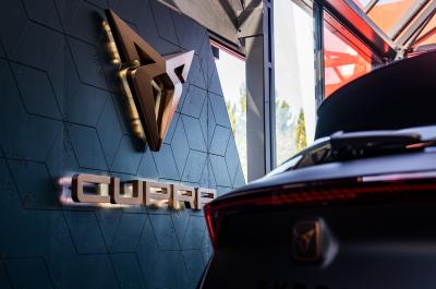 CUPRA emblem at CUPRA dealership