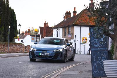 Audi E-tron GT LT front driving in town