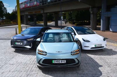 Audi Q4 Sportback e-tron vs Genesis GV60 vs Tesla Model Y fronts