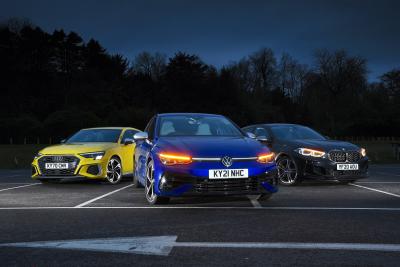 Audi S3 vs BMW M135i vs Volkswagen Golf R noses