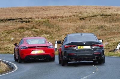 BMW 4 Series Coupe and Porsche 718 Cayman tails