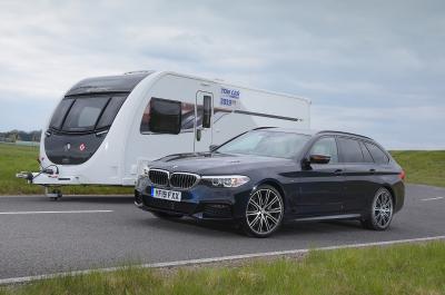 BMW 5 Series Touring with caravan