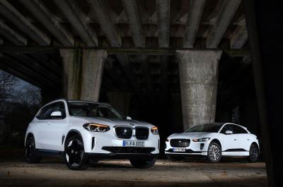BMW iX3 and Jaguar I-Pace fronts